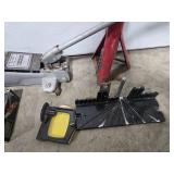 Automotive Shop Tool Lot: Pro-Lift 4000 lb Floor Jack, Jack Stand, Pro Sharpener, Miter Box
