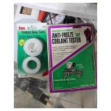 Plastic Storage Drawer Tower Filled with Assorted Tools and Hardware