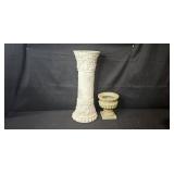 Set of 4 Decorative Planters and Pedestal Including Vintage Frank