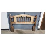 Wooden Full-Size Headboard and Wall Shelf Set