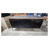Metal Office Desk with Wood Grain Top and 5 Drawers, 60 Inch Width