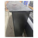 MCM Furnlite 3-Panel Lighted Vanity Mirror with Black Wood Cabinet, 59x41x16 in