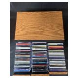 Collection of 48 Assorted Jazz and Blues CDs with Oak CD Holder