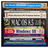 Collection of Computer Guides, Reference Books, and Magazines Including Windows 98, Mac OS, and More