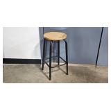 Industrial Metal and Wood Stool 25x13 Inches