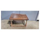 Wooden Coffee Table with Hexagon Pattern Top 16x28x22 Inches