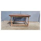 Wooden Coffee Table with Hexagon Pattern Top 16x28x22 Inches