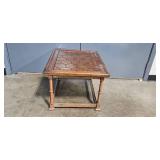 Wooden Coffee Table with Hexagon Pattern Top 16x28x22 Inches