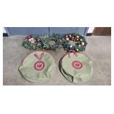 Set of 3 Holiday Wreaths with Ornament Accents and 2 Storage Bags