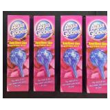 Lot of Aqua Globes Hand-Blown Glass Watering Bulbs with Glow Drops Garden Ornament and Pair of Brass Crane Sculptures