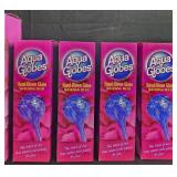 Lot of Aqua Globes Hand-Blown Glass Watering Bulbs with Glow Drops Garden Ornament and Pair of Brass Crane Sculptures