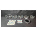 Set of Glass Mixing Bowls with Woven Pot Holders and Weighted Support Pad