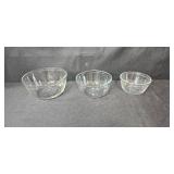 Set of Glass Mixing Bowls with Woven Pot Holders and Weighted Support Pad