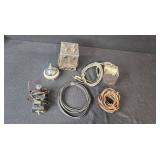 Vintage Electronics Lot Including Microphone, Speakers, Cables, and Components