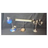 Lot of Table Lamps and Metal Candelabra