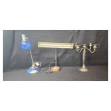 Lot of Table Lamps and Metal Candelabra