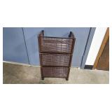 Set of Shaw Living Novelty Doormats and 3-Tier Brown Wicker Storage Rack