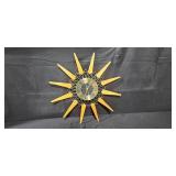 Set of 2 Vintage Wall Clocks - Brass Tone and Sunburst Designs