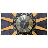 Set of 2 Vintage Wall Clocks - Brass Tone and Sunburst Designs