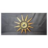 Set of 2 Vintage Wall Clocks - Brass Tone and Sunburst Designs