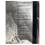 Vintage Mixing Bowls, Sewing Box with Supplies, 10 Commandments Plaque and Manual