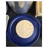 Assorted Kitchenware Lot with Pot, Colander, Trays, Dish Rack, and More