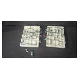 Collection of Christmas Lights and Blue Ornament Balls in Storage Bin