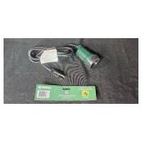 Collection of Christmas Lights and Blue Ornament Balls in Storage Bin