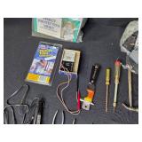 Mixed Lot of Hand Tools, Electrical Parts, Insect Shirt, and Cleaning Items