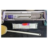 Household and Bathroom Accessory Lot with Vintage Scale, Filters, Hair Styler, and More