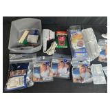 Household and Bathroom Accessory Lot with Vintage Scale, Filters, Hair Styler, and More