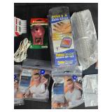 Household and Bathroom Accessory Lot with Vintage Scale, Filters, Hair Styler, and More