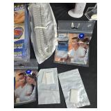 Household and Bathroom Accessory Lot with Vintage Scale, Filters, Hair Styler, and More