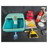 Household Miscellaneous Lot with Foot Spa, Table Cover, Wheels, and More