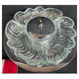 Glass Divided Serving Tray with Metal Base, Fabric Napkins & Runner & Set of Vintage Travel Magnets