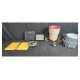 Heathkit HR-13 DC Power Supply, HS-24 Mobile Speaker, Manuals, Cables, and Assorted Planters