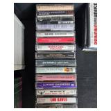 Vintage Cassette Recorder, Assorted Cassette Tapes, CDs, Blank Tapes, and DVDs Collection