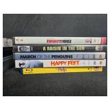 Vintage Cassette Recorder, Assorted Cassette Tapes, CDs, Blank Tapes, and DVDs Collection