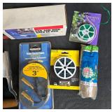 Assorted Garden and Utility Tools Lot with Pail & Bird Bath De-Icer - content quantities unverified