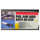 Assorted Garden and Utility Tools Lot with Pail & Bird Bath De-Icer - content quantities unverified