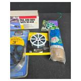 Assorted Garden and Utility Tools Lot with Pail & Bird Bath De-Icer - content quantities unverified