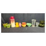 Mixed Collection of Planters, Glassware, Thermos, and Decorative Bowls