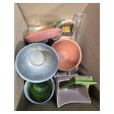 Mixed Collection of Planters, Glassware, Thermos, and Decorative Bowls