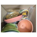 Mixed Collection of Planters, Glassware, Thermos, and Decorative Bowls