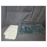 Anthropologie Faux Fur Throw Blanket and Floral Full SZ Sheet Set
