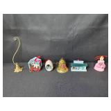 Holiday Ornament Collection with Vintage Wood Animal Puzzle, Chopsticks, and Christmas String Lights