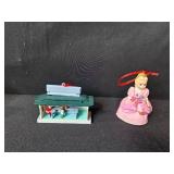 Holiday Ornament Collection with Vintage Wood Animal Puzzle, Chopsticks, and Christmas String Lights