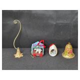 Holiday Ornament Collection with Vintage Wood Animal Puzzle, Chopsticks, and Christmas String Lights