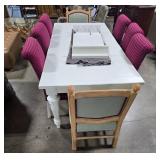 Canadel Dining Table with 8 Fabric Chairs and 2 Leafs