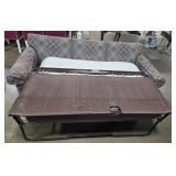 Ethan Allen Plaid Sleeper Sofa with Mattress and 2 Matching Pillows - no moving assistance available